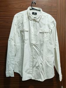 Men's White Long Sleeve Button-Up Shirt