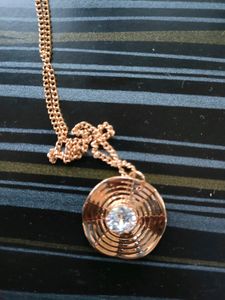 Unused Golden Color Chain With Stone Pendant