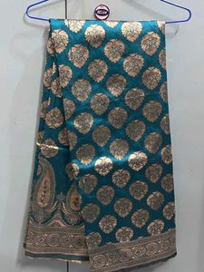 Teal Banarasi Silk Saree with blouse piece
