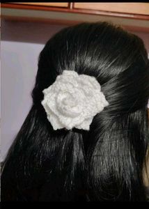 Red Crochet Rose Hair Clip