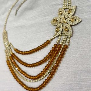 Royal Amber Crystal Bead Necklace
