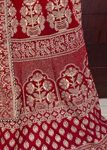 Red Velvet Embroidered Lehenga Choli