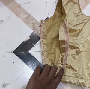 Trendy Golden Silk Sleeveless Blouse