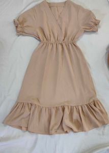 Elegant Beige Wrap Dress
