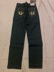Y2K Tribal Wing Embroidery &amp; Rhinestone denim