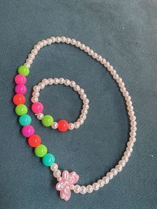 Pearl Jewelry Set with Colorful Beads