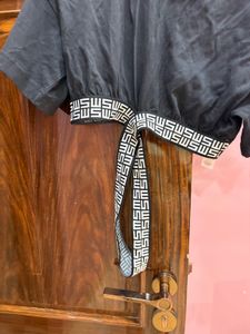 Black Cropped Top with Fendi Logo Print
