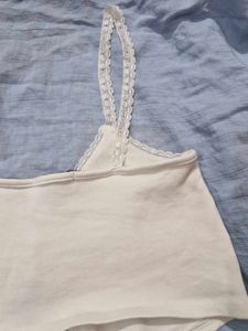 Chic White Lace Tie Front Cami Top