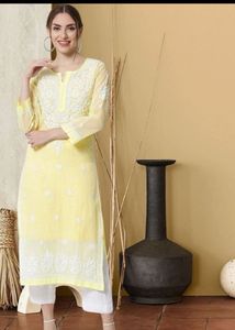 Elegant Yellow Chikankari Kurta
