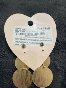Chic Gold Tone Disc Drop Earrings