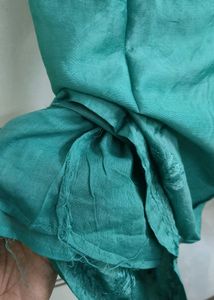 Chanderi Teal Chikankari Kurta Set
