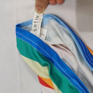 Rainbow Stripe One-Shoulder Crop Top