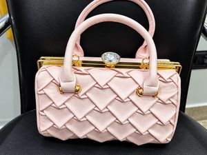 Pink Luxury Handbag for Women with Golden Frame &