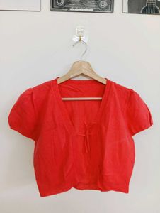 Red Short Sleeve Blouse