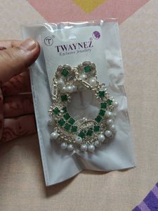 Elegant Green Pearl Jhumka Earrings