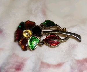 Vintage Enamel Flower Brooch