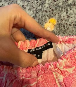 HWW crop top, summer print, pink, S size