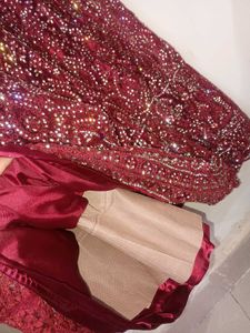 Sale !! Maroon Bridal Gown (semi stitched)
