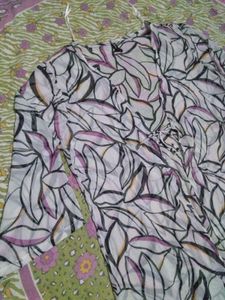 Sheer Leaf Print Kimono Top