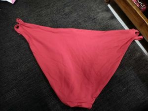 Red Bikini Bottom with Gold Rings