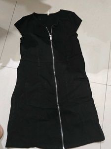 Black Zip-Up A-Line Dress