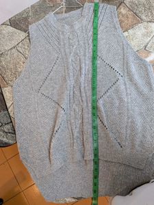Grey Cable Knit Sleeveless Sweater Vest