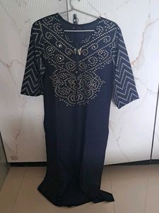 Elegant Navy Blue Kurta set with Bandhani Print