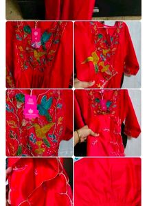 Embroidered Red Kurta