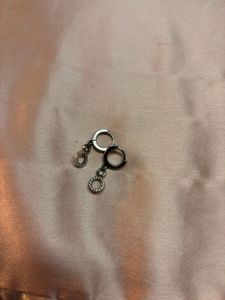 925stamped Silver Tone Dangle Hoop Earrings