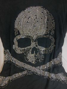 Y2K Sparkling Skull fitted top