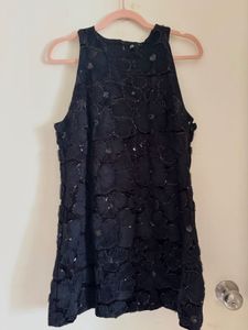 Black Floral Embellished Mini Dress