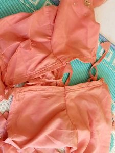 Peach Embroidered Lehenga Choli Set