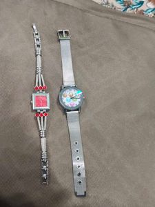 Cute Emoticon & Red Stone Watch Set