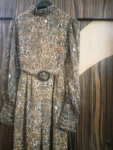 Leopard Print Jumpsuit with Belt