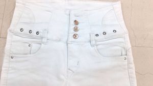 High Waisted White Skinny Jeans