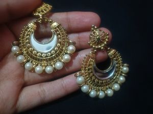 This Is 🤍 White Pearl 🫧mirror 🪞Work Earing