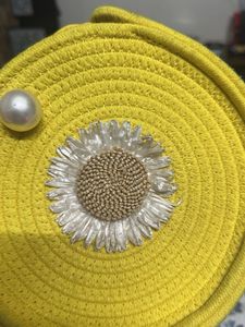 Yellow crochet bag with Flower Detail
