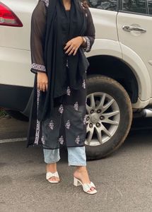 Elegant Black chickenkari Kurta