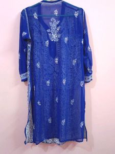Mirror Work Blue Chicken Kari Kurti