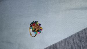 Gold Ring With Colourful Beads