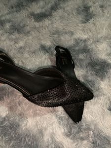 Sparkling Black Heeled Flats