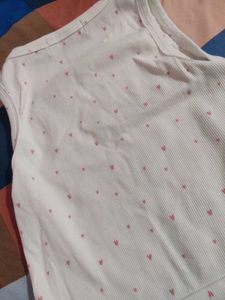 Cute White Heart Print Sleeveless Top