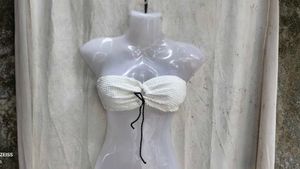 6238. White Textured Bikini Top