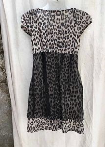 Leopard Print Sheer Overlay Dress