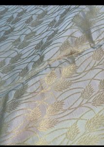 Elegant Cream &amp; Pink Banarasi Silk Saree
