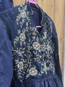 Navy Blue Embroidered Kurta Set