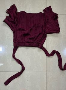 Maroon Crop Top &amp; Wide Leg Pants Set