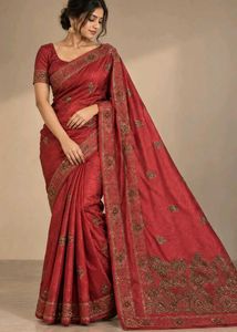 Chatpata 90's Red Saree with Embellished Border