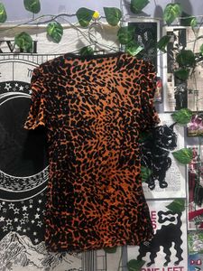 Leopard Print Embellished Top