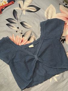 Blue Textured Cropped top